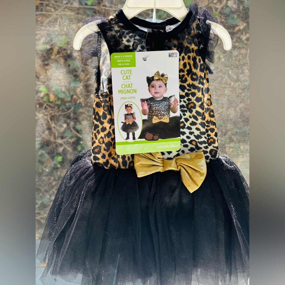 Infant Cute Cat Halloween Costume (6–12 Months) – Leopard Print Dress